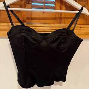 Stylish Black Dazzle Satin Bustier